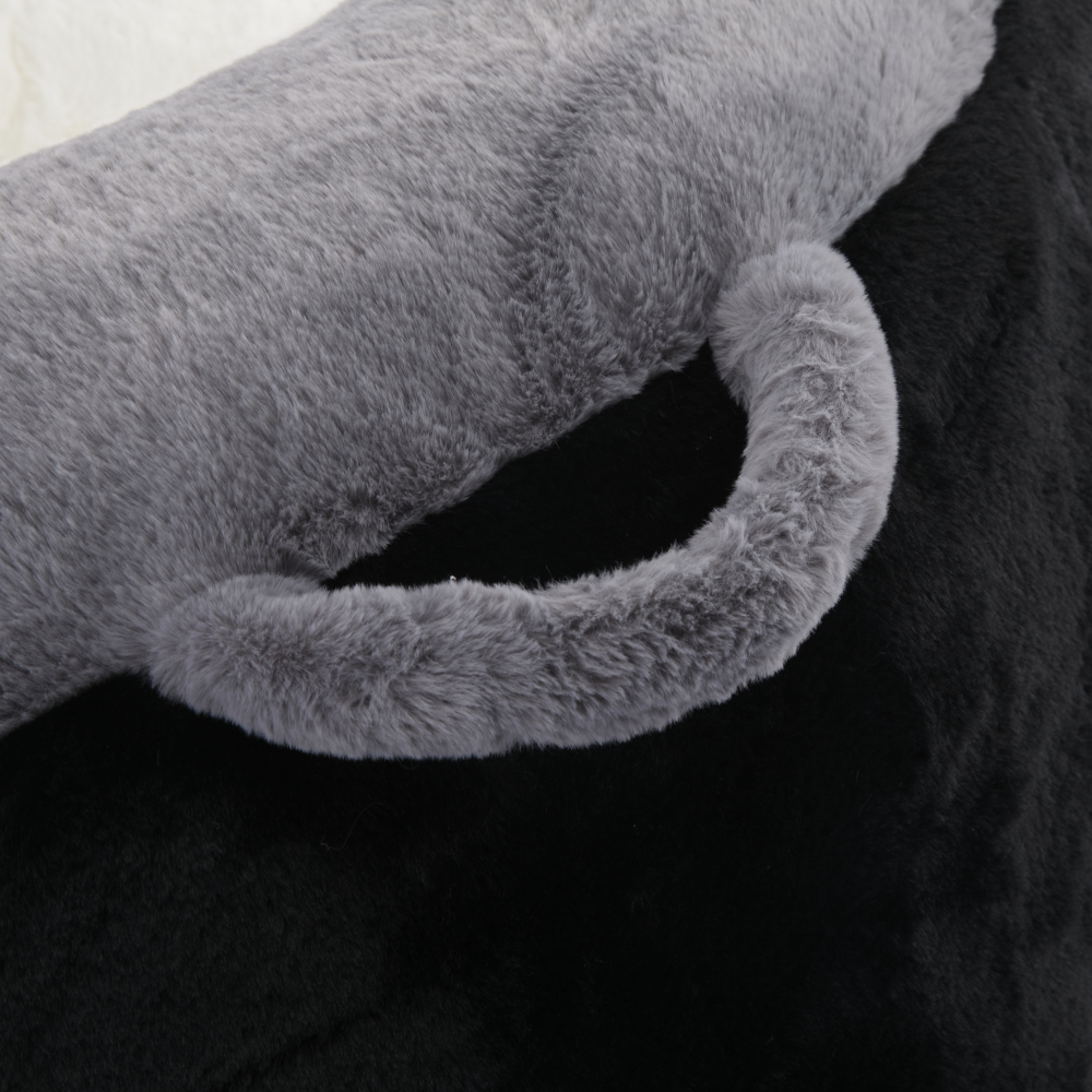 Oversized Bean Bag Chairs,Multicolor Faux Fur Couch Filled with Shredded Sponge,Large Lounger Sofa For Living Room,No Assembly Required , Black+White+Grey
