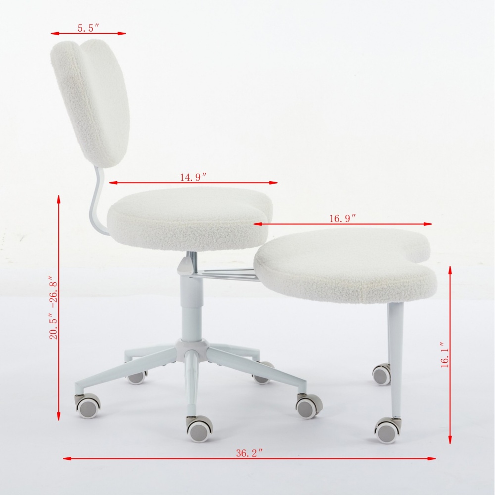 Meditation Chair Plus, Cross Legged Chair with Wheels, ADHD Chair, Criss Cross Desk Chair with Lumbar Support and Adjustable Stool, Flexible Design for Fidgety Sitters, Ivory