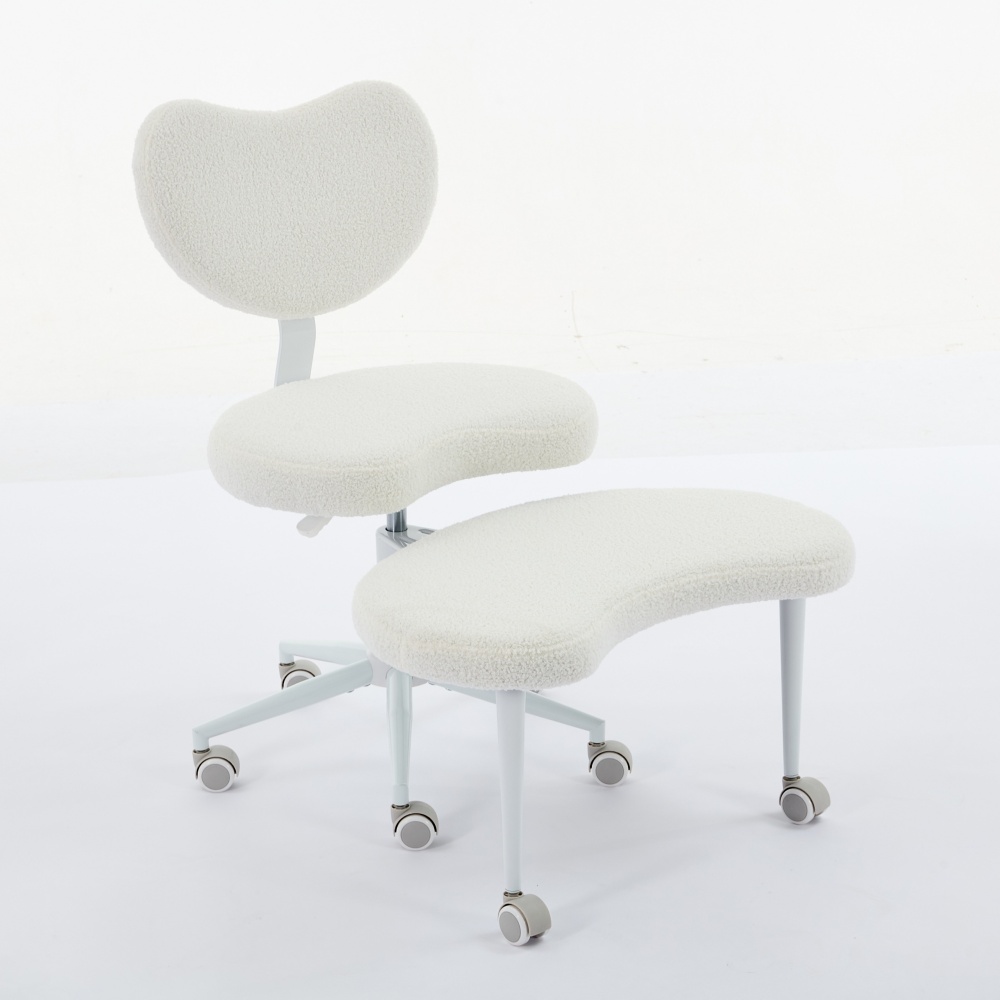 Meditation Chair Plus, Cross Legged Chair with Wheels, ADHD Chair, Criss Cross Desk Chair with Lumbar Support and Adjustable Stool, Flexible Design for Fidgety Sitters, Ivory