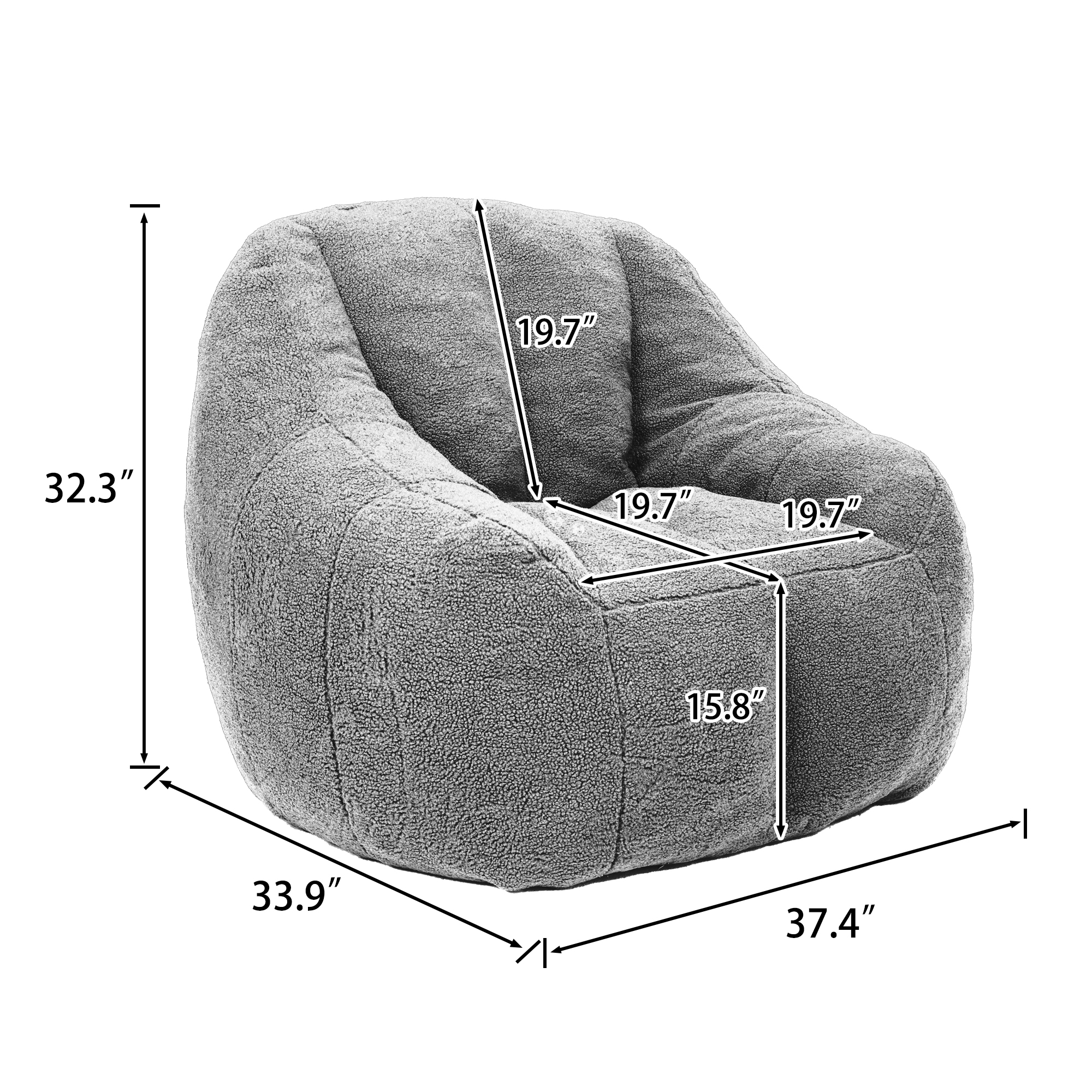 Bean Bag Chair with Filler, Bean Bag Sofa with Tufted Soft Stuffed Filling, Fluffy and Lazy Sofa, Comfy Cozy BeanBag Chairs with Memory Foam for Dorm, Apartment, Living Room