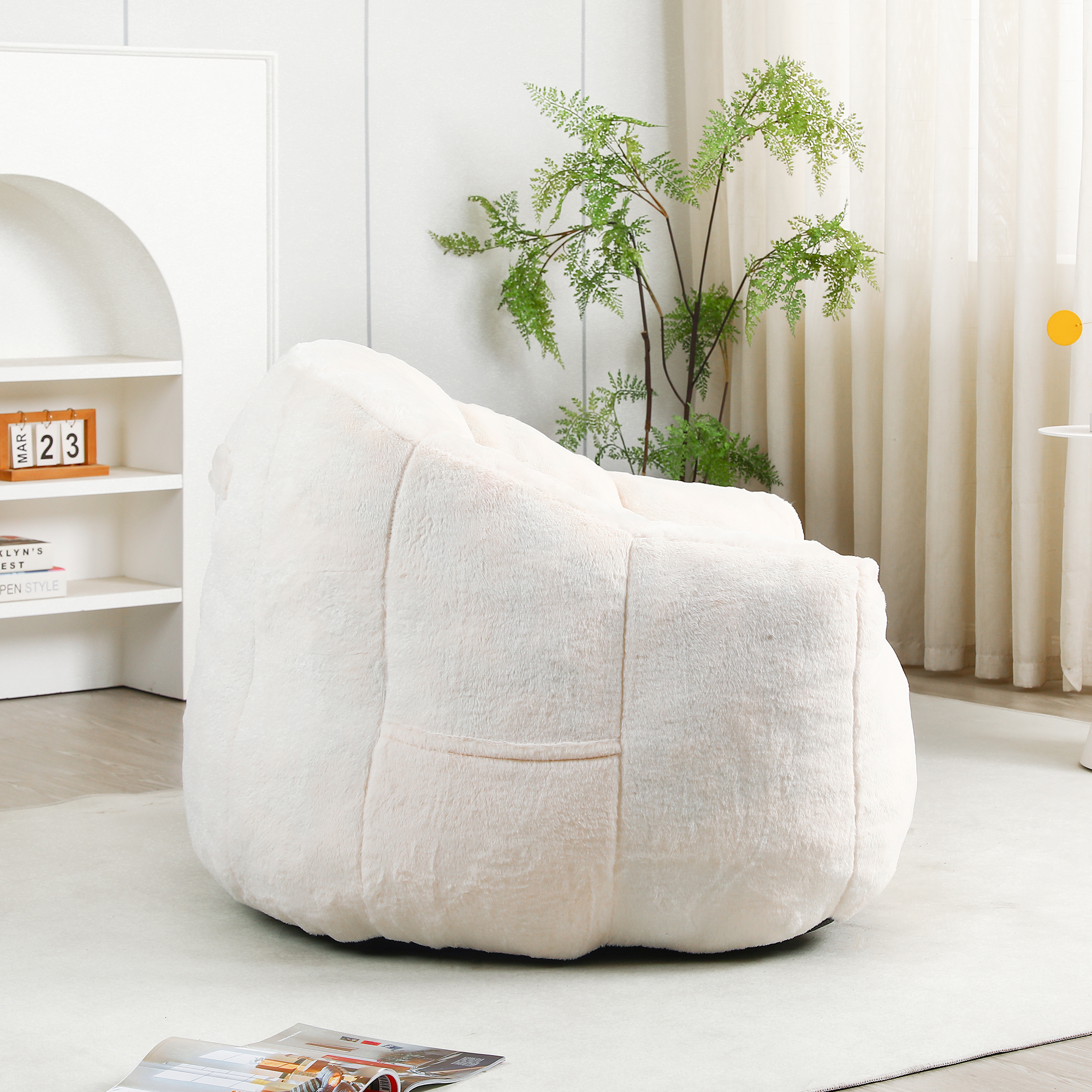 Bean Bag Chair, Bean Bag Sofa Chair with Armrests Stuffed High-Density Foam, Lazy Sofa Comfy Chairs BeanBag Chair for Adults in Living Room,Bedroom Reading