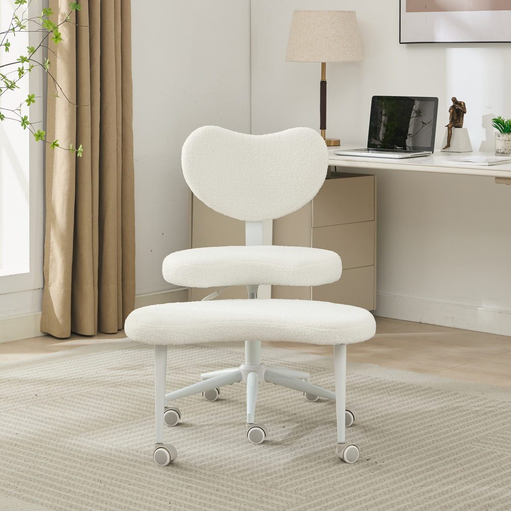 Meditation Chair Plus, Cross Legged Chair with Wheels, ADHD Chair, Criss Cross Desk Chair with Lumbar Support and Adjustable Stool, Flexible Design for Fidgety Sitters, Ivory