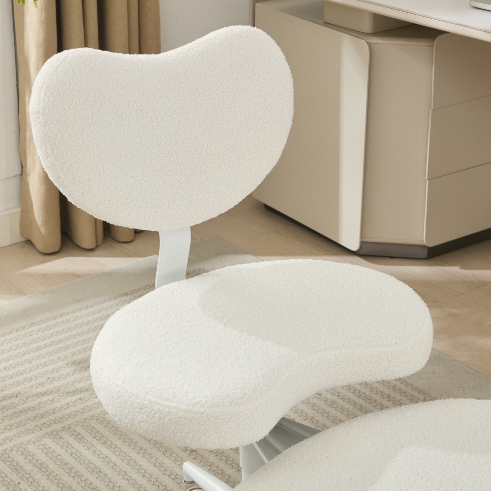 Meditation Chair Plus, Cross Legged Chair with Wheels, ADHD Chair, Criss Cross Desk Chair with Lumbar Support and Adjustable Stool, Flexible Design for Fidgety Sitters, Ivory