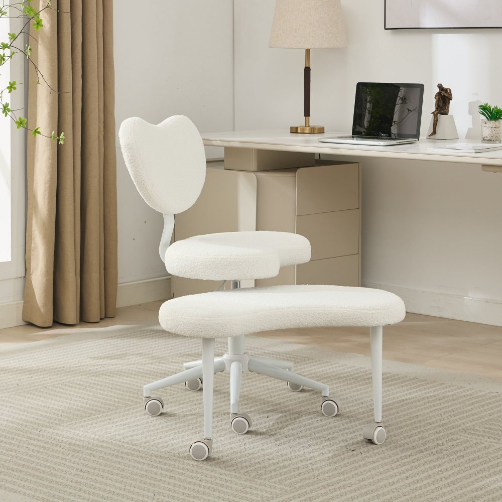 Meditation Chair Plus, Cross Legged Chair with Wheels, ADHD Chair, Criss Cross Desk Chair with Lumbar Support and Adjustable Stool, Flexible Design for Fidgety Sitters, Ivory