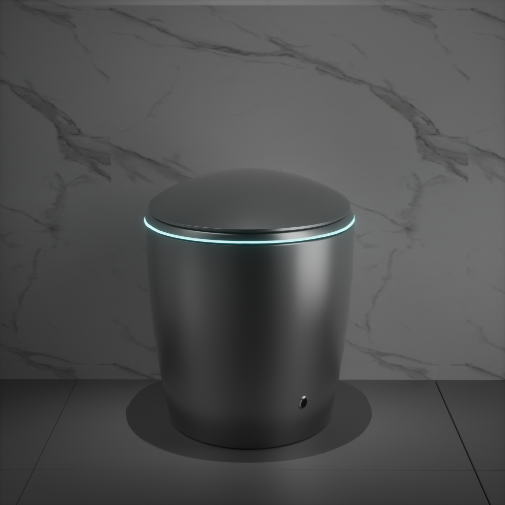 Unique Smart Toilet with Bidet Built In, Intelligent One Piece Toilet For Modern Bathroom, Auto Open/Close Seat, Foot Sensor, LED Display,Night Light, Warm Water & Dryer, Black