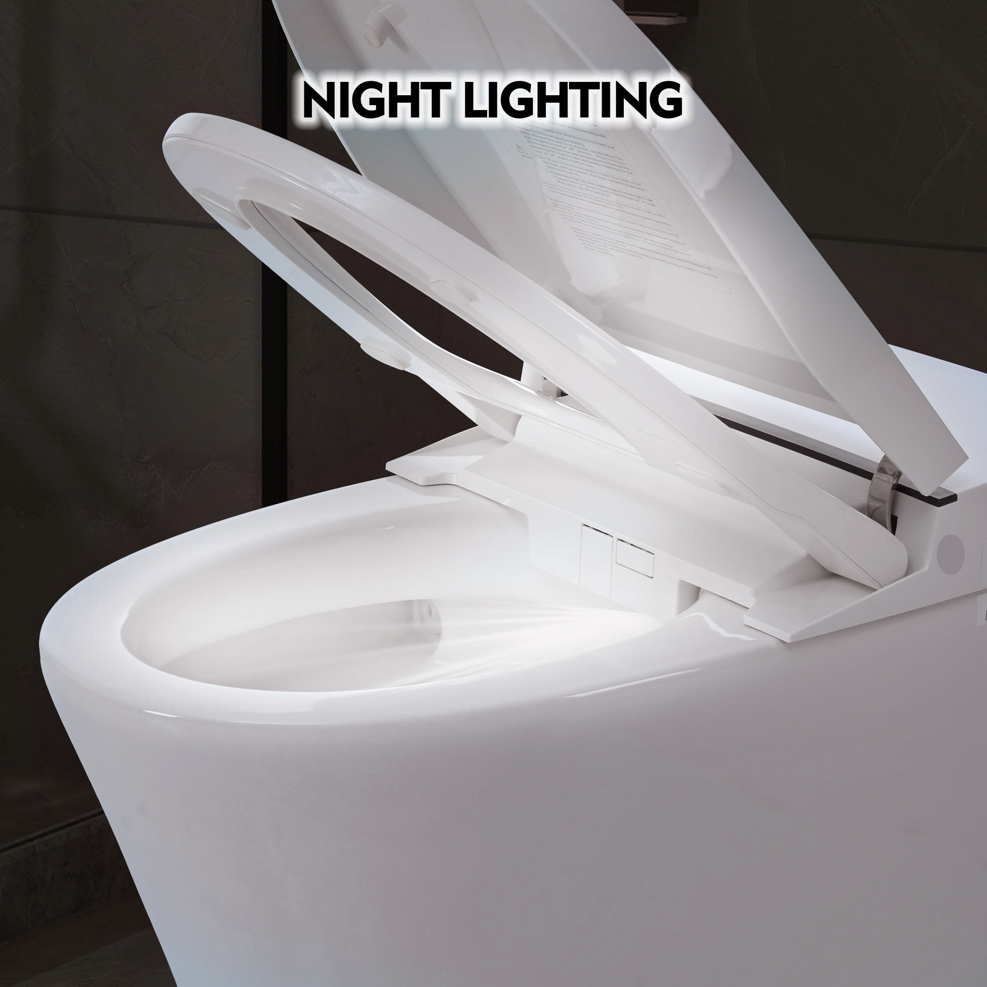 Heated Seat Smart Toilet without Bidet, Upmarket Compact Dual Flush Toilet 1/1.28 GPF, Tank less toilet with Adjustable Temp Heated Seat, Foot sensor Flush, White Night Light, Knob Control,Auto Flush