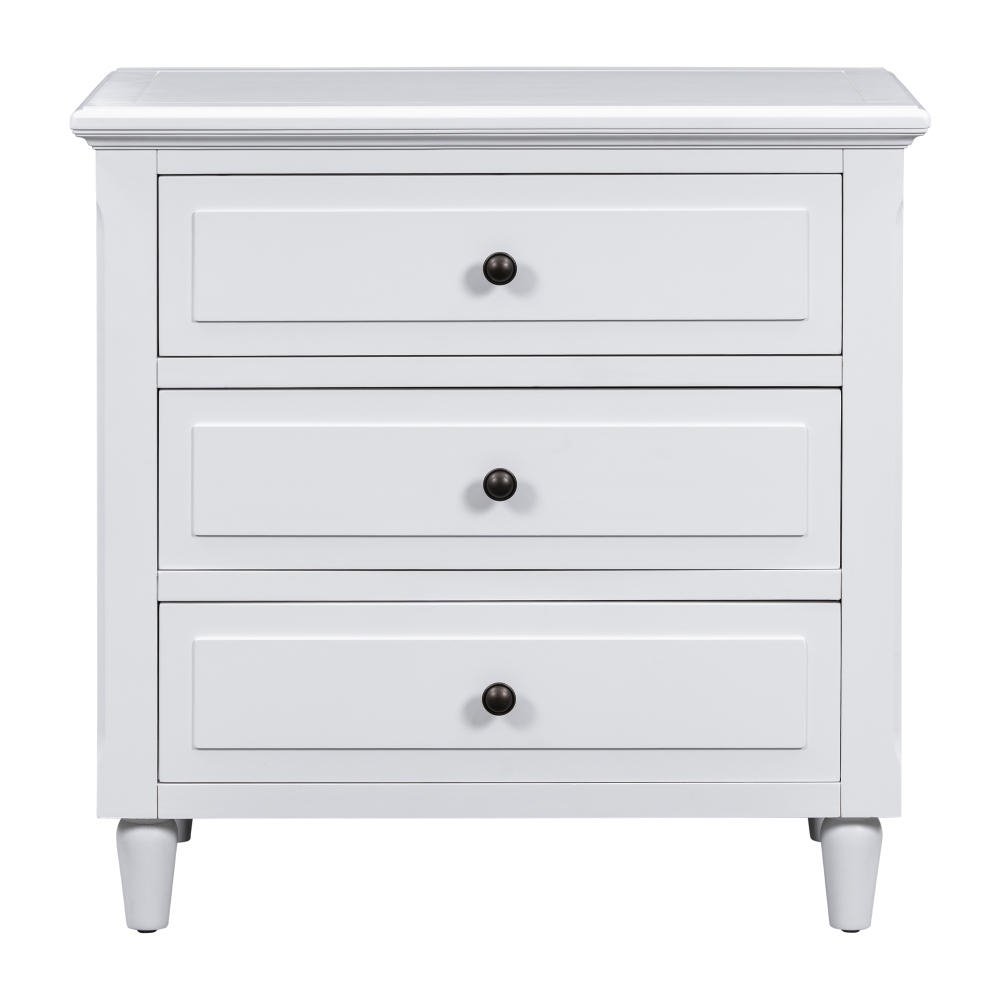 U_STYLE 28''painted Nightstand with 3 Drawers and Smooth Gliding Rails ,Simple Bedside Cabinet with Metal handle, Minimalist Sofa Side Table with rubber legs for Bedroom Sofa Couch Office