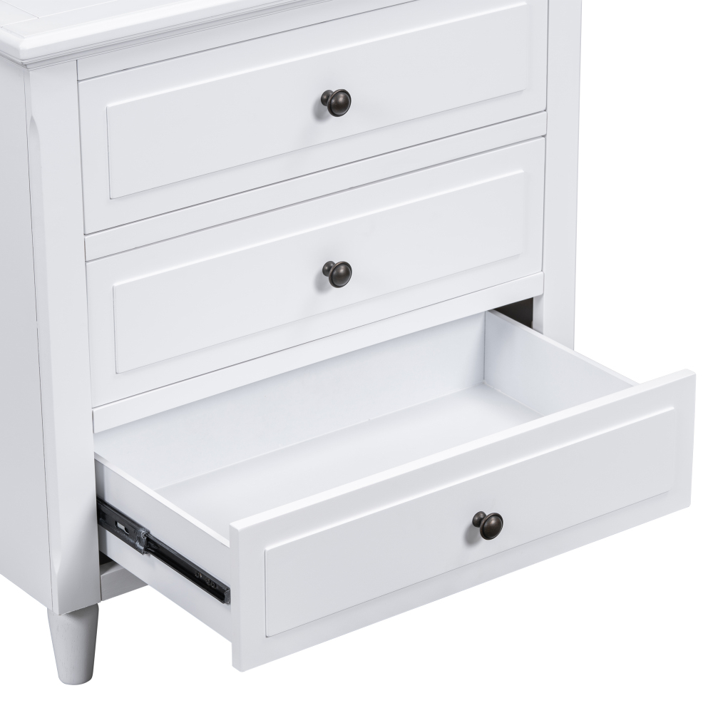 U_STYLE 28''painted Nightstand with 3 Drawers and Smooth Gliding Rails ,Simple Bedside Cabinet with Metal handle, Minimalist Sofa Side Table with rubber legs for Bedroom Sofa Couch Office