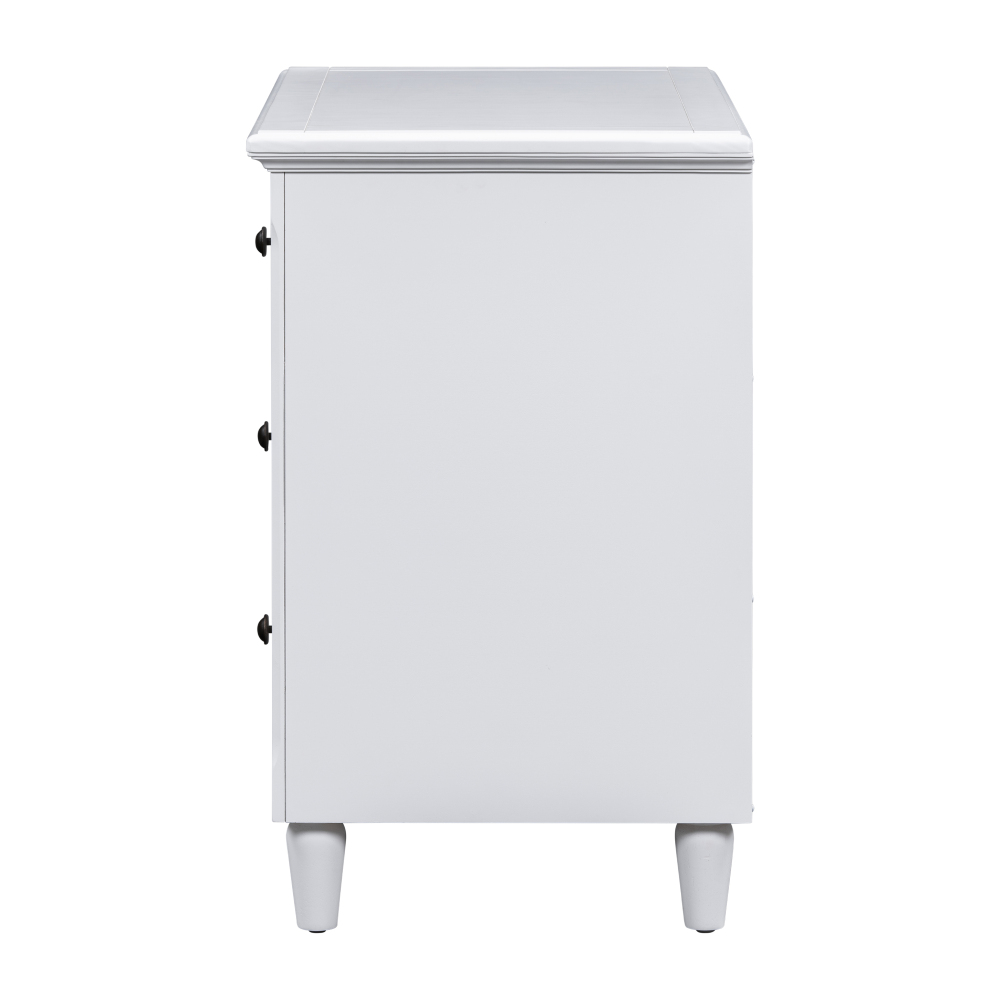 U_STYLE 28''painted Nightstand with 3 Drawers and Smooth Gliding Rails ,Simple Bedside Cabinet with Metal handle, Minimalist Sofa Side Table with rubber legs for Bedroom Sofa Couch Office