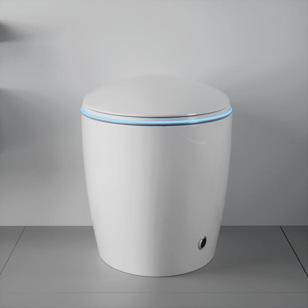 Unique Smart Toilet with Bidet Built In, Intelligent One Piece Toilet For Modern Bathroom, Auto Open/Close Seat, Foot Sensor, LED Display,Night Light, Warm Water & Dryer, Black