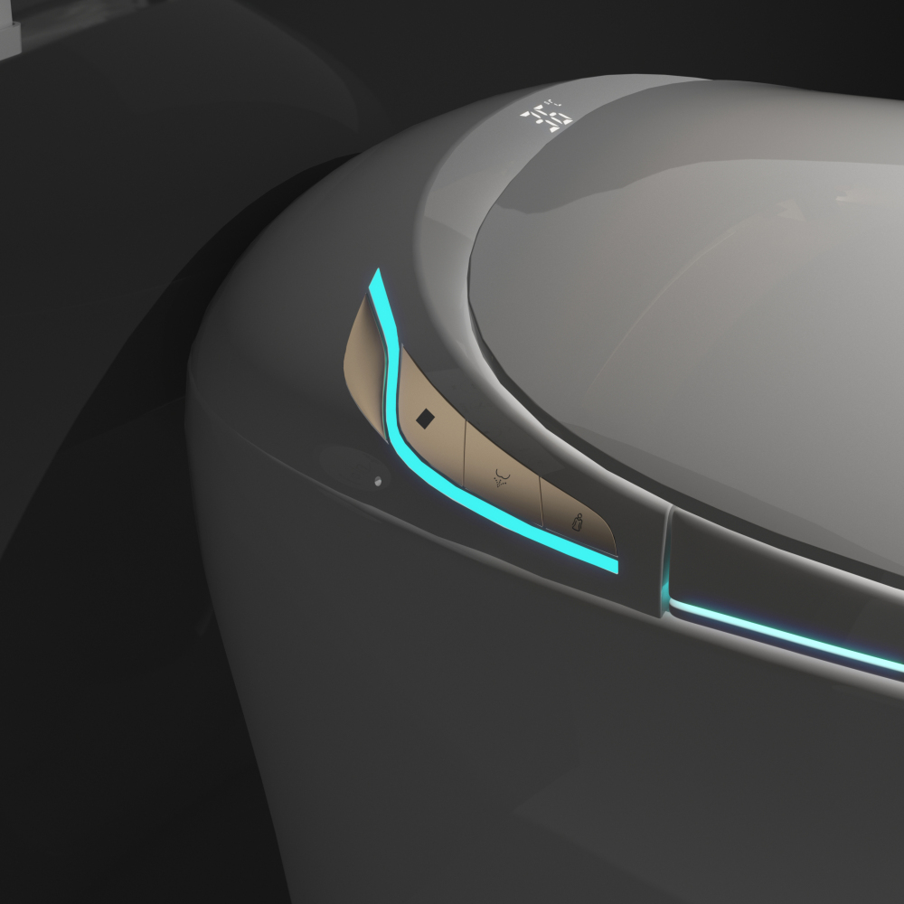 Unique Smart Toilet with Bidet Built In, Intelligent One Piece Toilet For Modern Bathroom, Auto Open/Close Seat, Foot Sensor, LED Display,Night Light, Warm Water & Dryer, Black