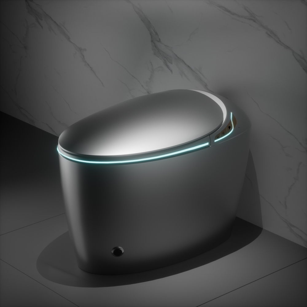 Unique Smart Toilet with Bidet Built In, Intelligent One Piece Toilet For Modern Bathroom, Auto Open/Close Seat, Foot Sensor, LED Display,Night Light, Warm Water & Dryer, Black