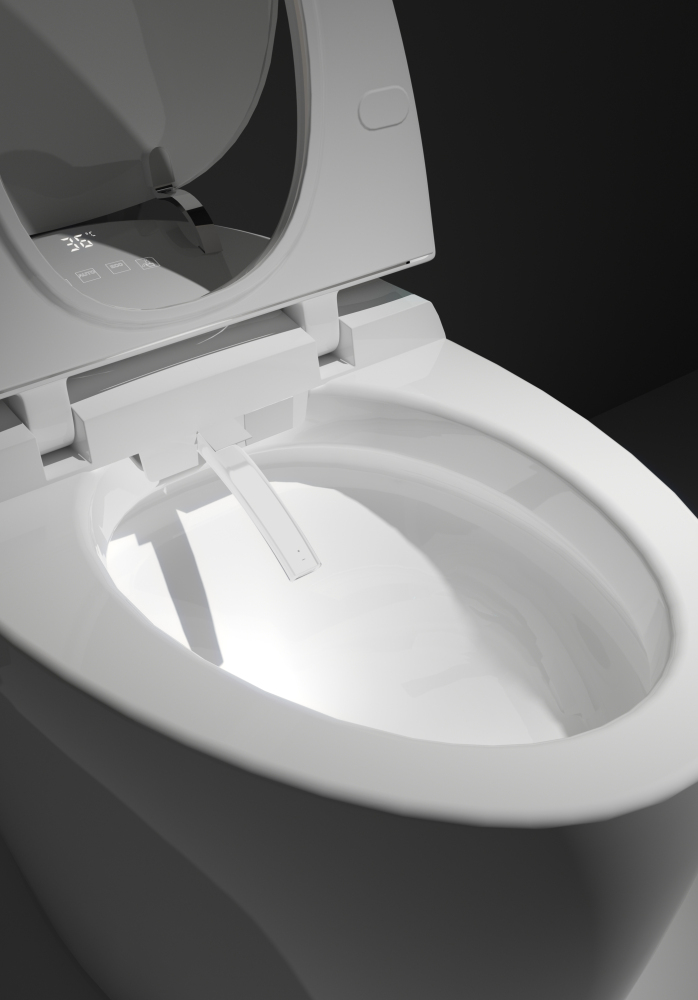 Unique Smart Toilet with Bidet Built In, Intelligent One Piece Toilet For Modern Bathroom, Auto Open/Close Seat, Foot Sensor, LED Display,Night Light, Warm Water & Dryer, Black