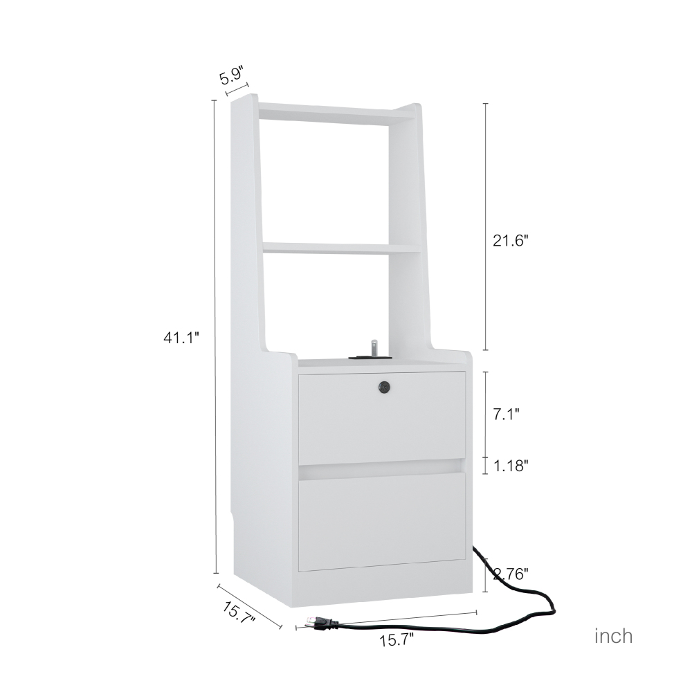 Nightstand with Charging Station, Smart Nightstand with Night Light, Modern Night Stand with Bookshelf, Bedside Tables with Storage Cabinet for Bedroom, Wood