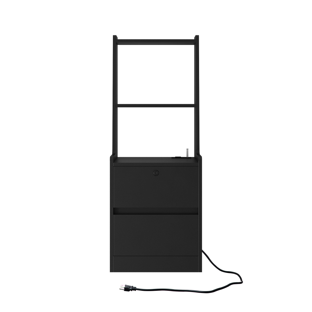 Nightstand with Charging Station, Smart Nightstand with Night Light, Modern Night Stand with Bookshelf, Bedside Tables with Storage Cabinet for Bedroom, Wood