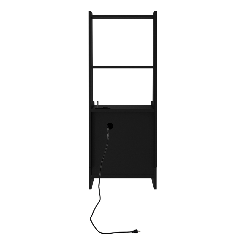 Nightstand with Charging Station, Smart Nightstand with Night Light, Modern Night Stand with Bookshelf, Bedside Tables with Storage Cabinet for Bedroom, Wood
