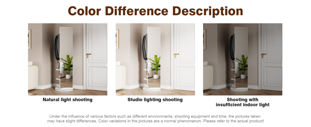 360° Rotating 66"x14" Multifunctional Full Length Mirror with Hook Storage Rack Coat Rack with Mirror Solid Wood Floor Mirror Bedroom Living Room Cloakroom Space Saving