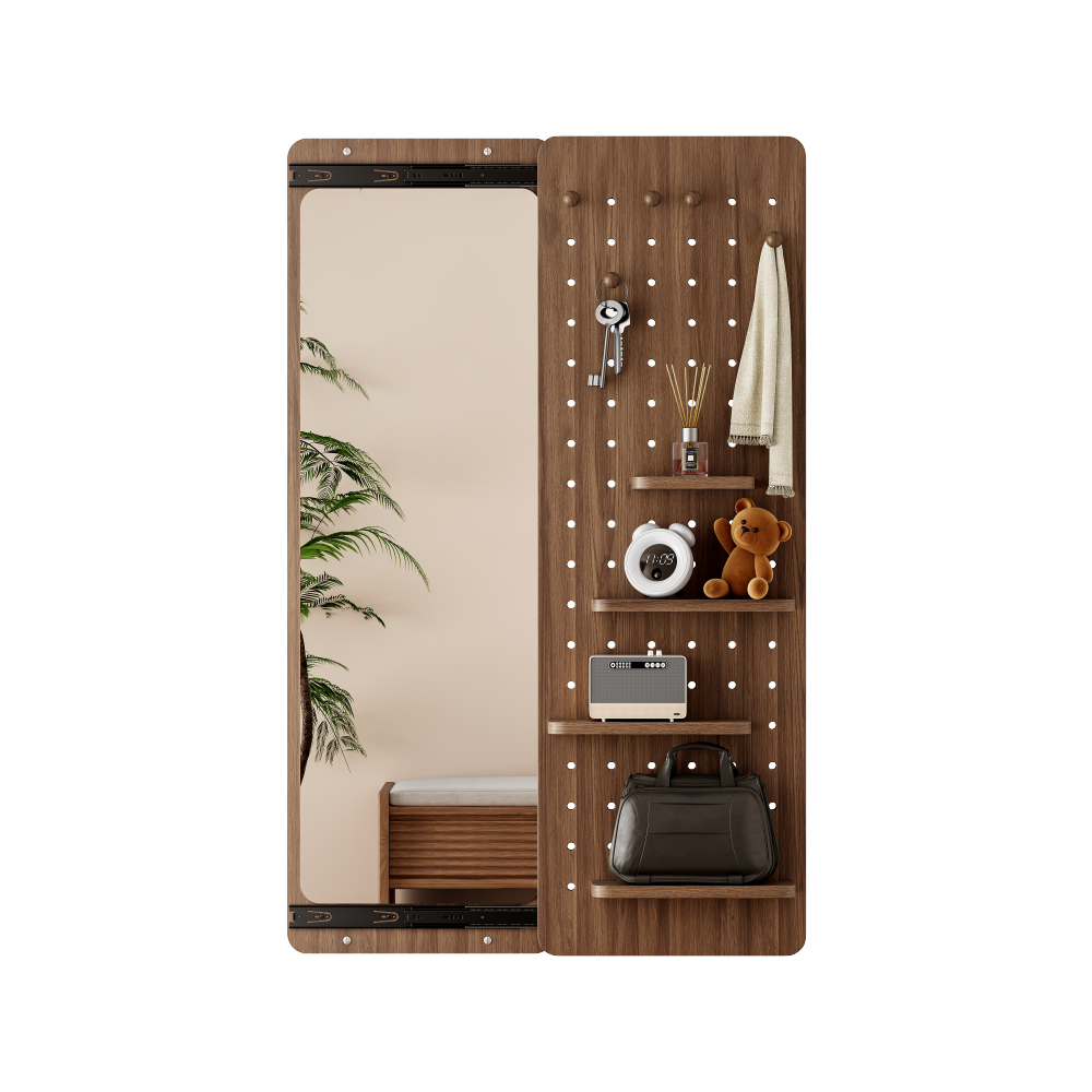 Wall Mounted Full Length Mirror, Full Body Mirror with Shelf, Full Body Mirror with Hook Wall Mounted Mirror with Multifunctional Design Panel, Bedroom/Living Room/Entrance