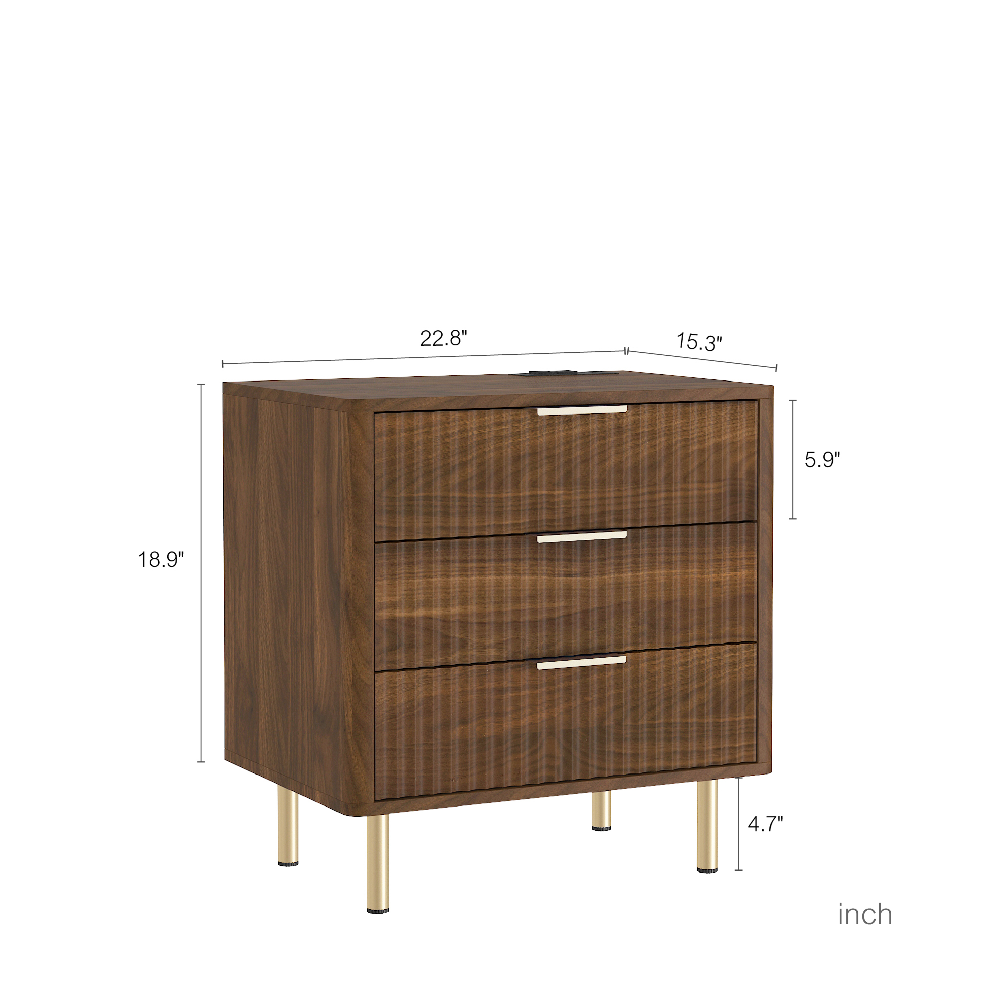 Nightstand with Charging Station, Smart Nightstand with Night Light, Modern Night Stand with Storage Cabinet for Bedroom, Wood
