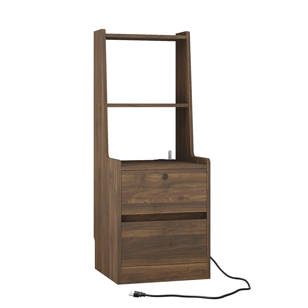 Nightstand with Charging Station, Smart Nightstand with Night Light, Modern Night Stand with Bookshelf, Bedside Tables with Storage Cabinet for Bedroom, Wood