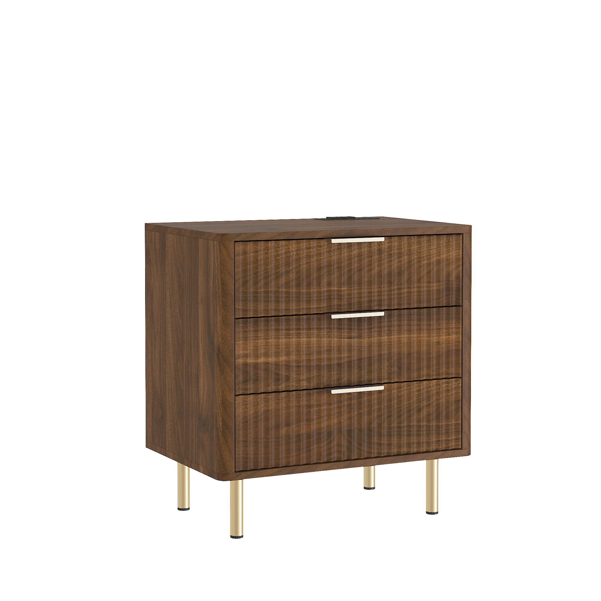 Nightstand with Charging Station, Smart Nightstand with Night Light, Modern Night Stand with Storage Cabinet for Bedroom, Wood