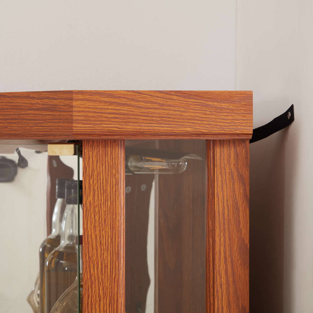 Lighted Corner Curio Cabinet - Elegant Glass Display Case for Living Room & Bar Storage - Perfect for Antique Collections & Wine - Includes Built-in Lighting - BLACK