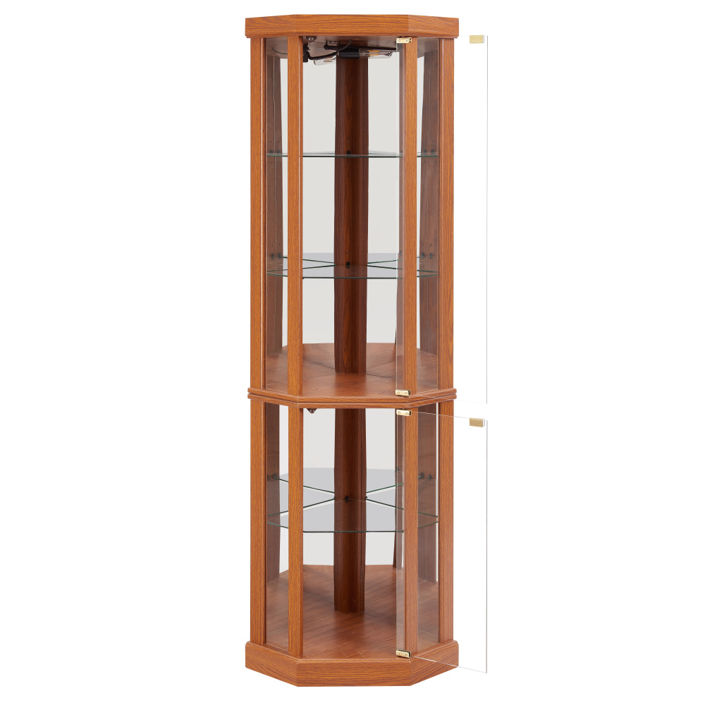 Lighted Corner Curio Cabinet - Elegant Glass Display Case for Living Room & Bar Storage - Perfect for Antique Collections & Wine - Includes Built-in Lighting - BLACK