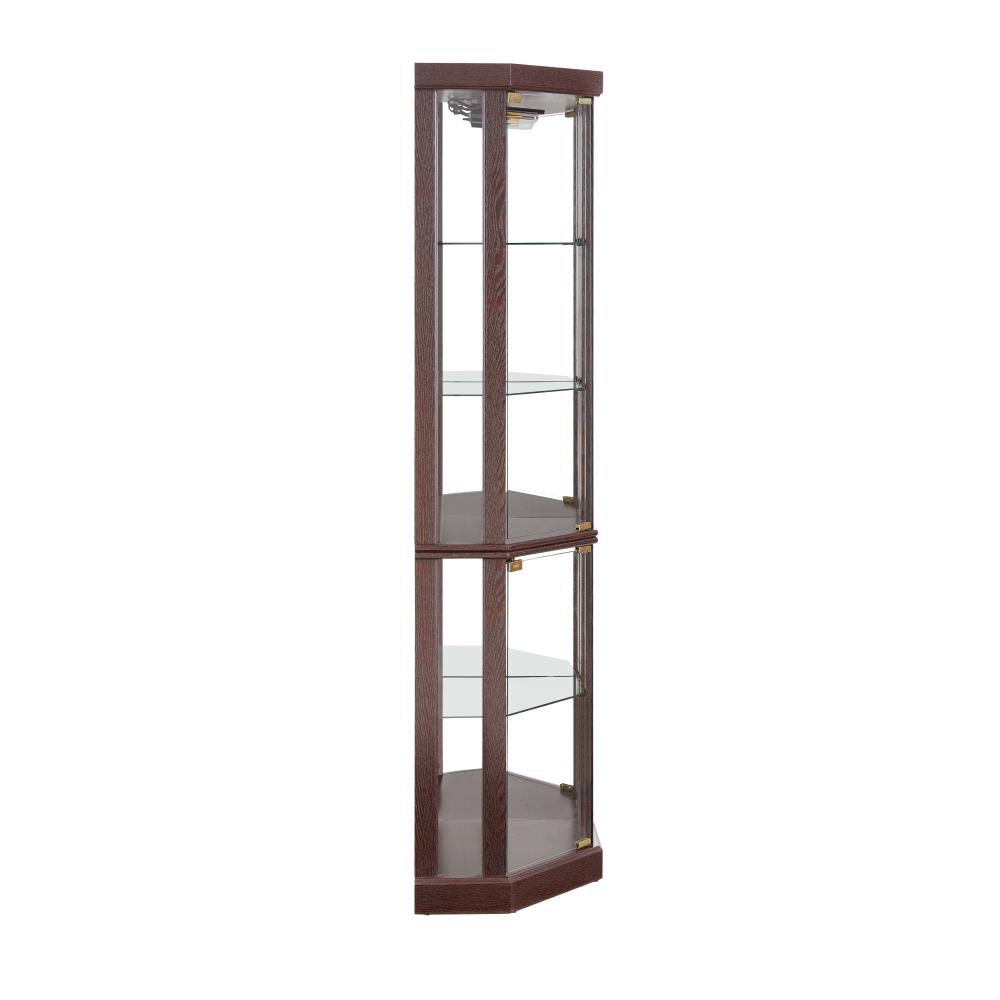 Lighted Corner Curio Cabinet - Elegant Glass Display Case for Living Room & Bar Storage - Perfect for Antique Collections & Wine - Includes Built-in Lighting - BLACK