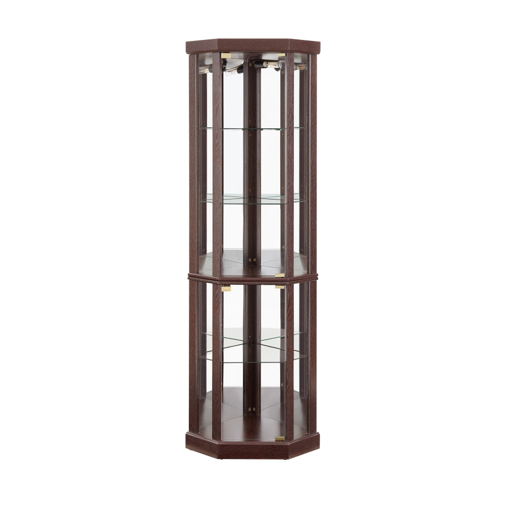 Lighted Corner Curio Cabinet - Elegant Glass Display Case for Living Room & Bar Storage - Perfect for Antique Collections & Wine - Includes Built-in Lighting - BLACK