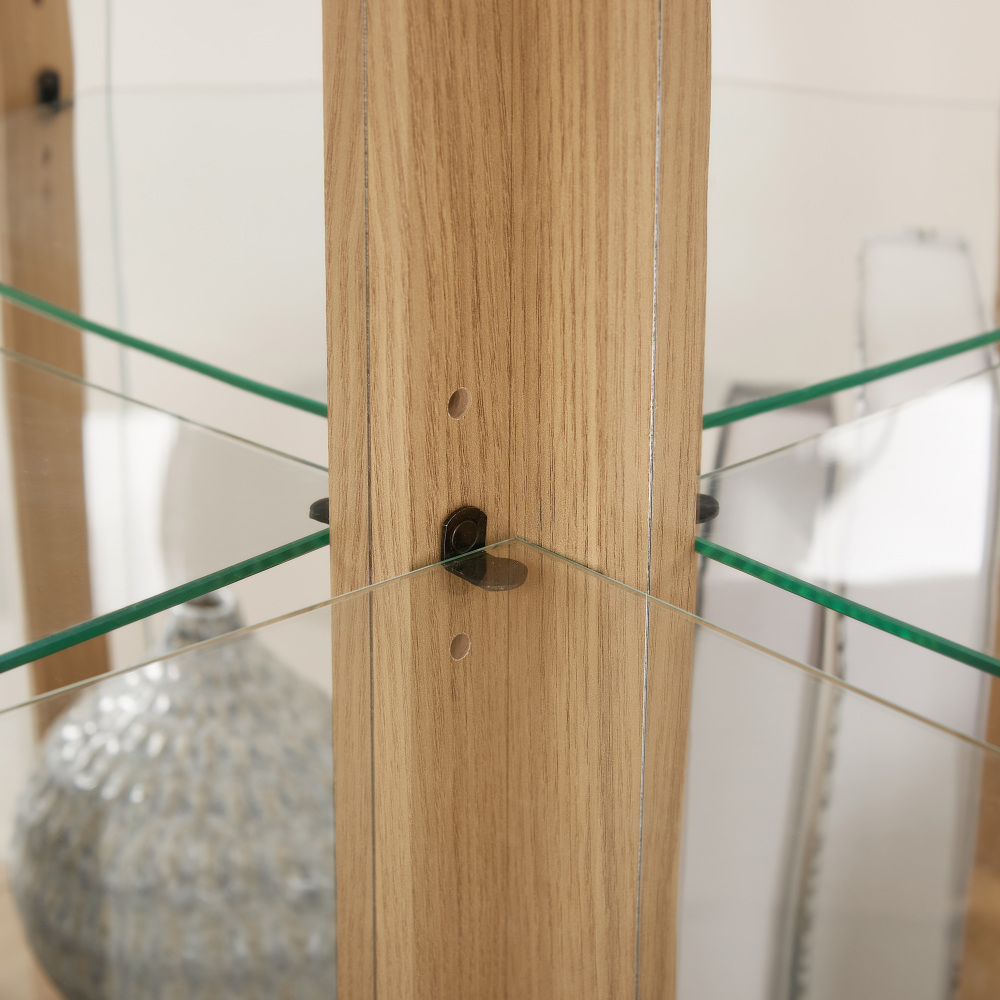 Lighted Corner Curio Cabinet - Elegant Glass Display Case for Living Room & Bar Storage - Perfect for Antique Collections & Wine - Includes Built-in Lighting - BLACK