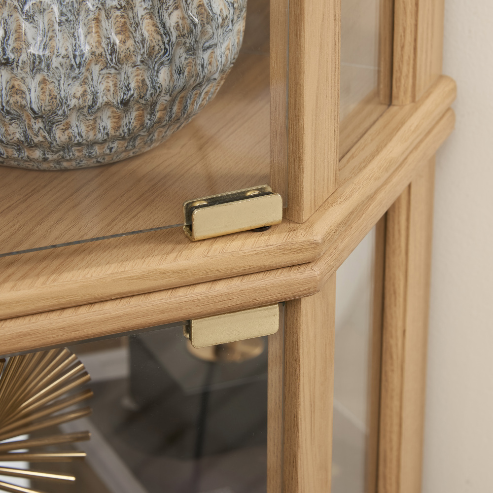 Lighted Corner Curio Cabinet - Elegant Glass Display Case for Living Room & Bar Storage - Perfect for Antique Collections & Wine - Includes Built-in Lighting - BLACK