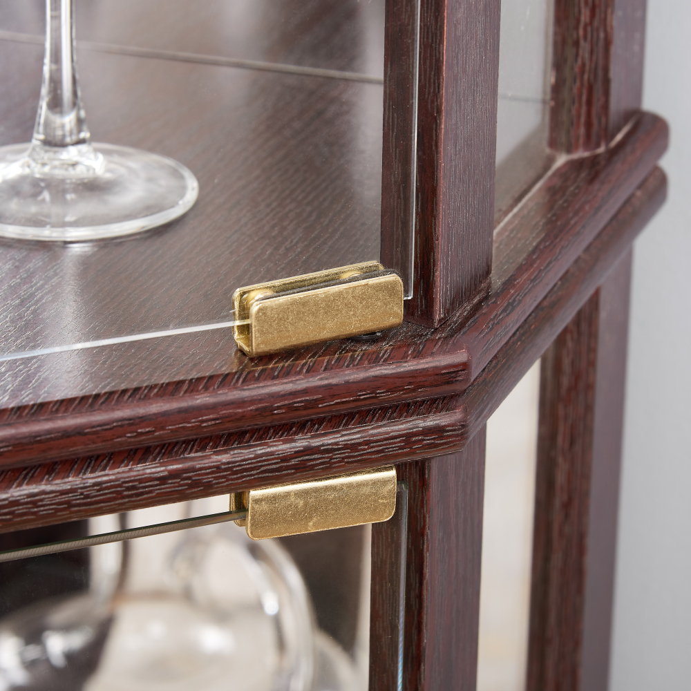 Lighted Corner Curio Cabinet - Elegant Glass Display Case for Living Room & Bar Storage - Perfect for Antique Collections & Wine - Includes Built-in Lighting - BLACK