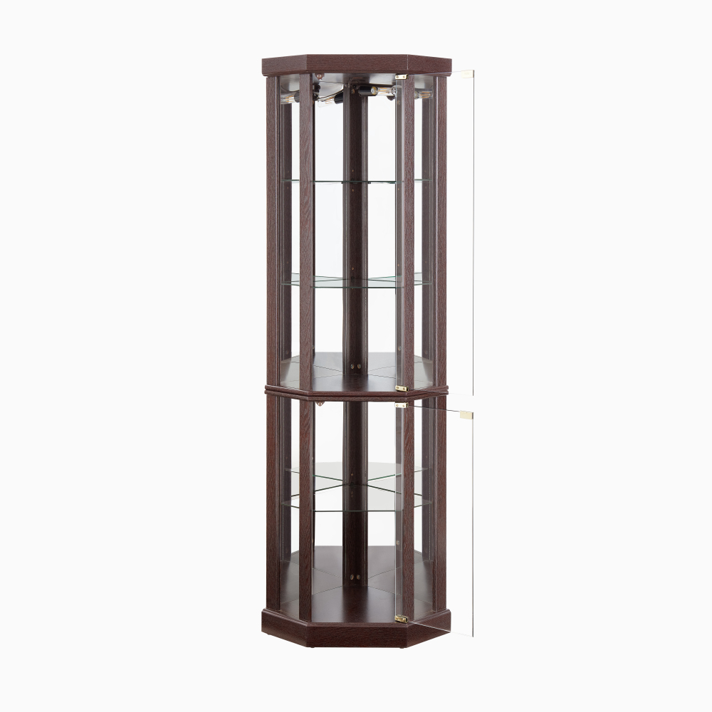 Lighted Corner Curio Cabinet - Elegant Glass Display Case for Living Room & Bar Storage - Perfect for Antique Collections & Wine - Includes Built-in Lighting - BLACK