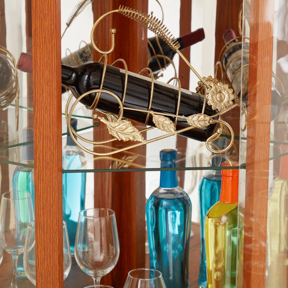 Lighted Corner Curio Cabinet - Elegant Glass Display Case for Living Room & Bar Storage - Perfect for Antique Collections & Wine - Includes Built-in Lighting - BLACK