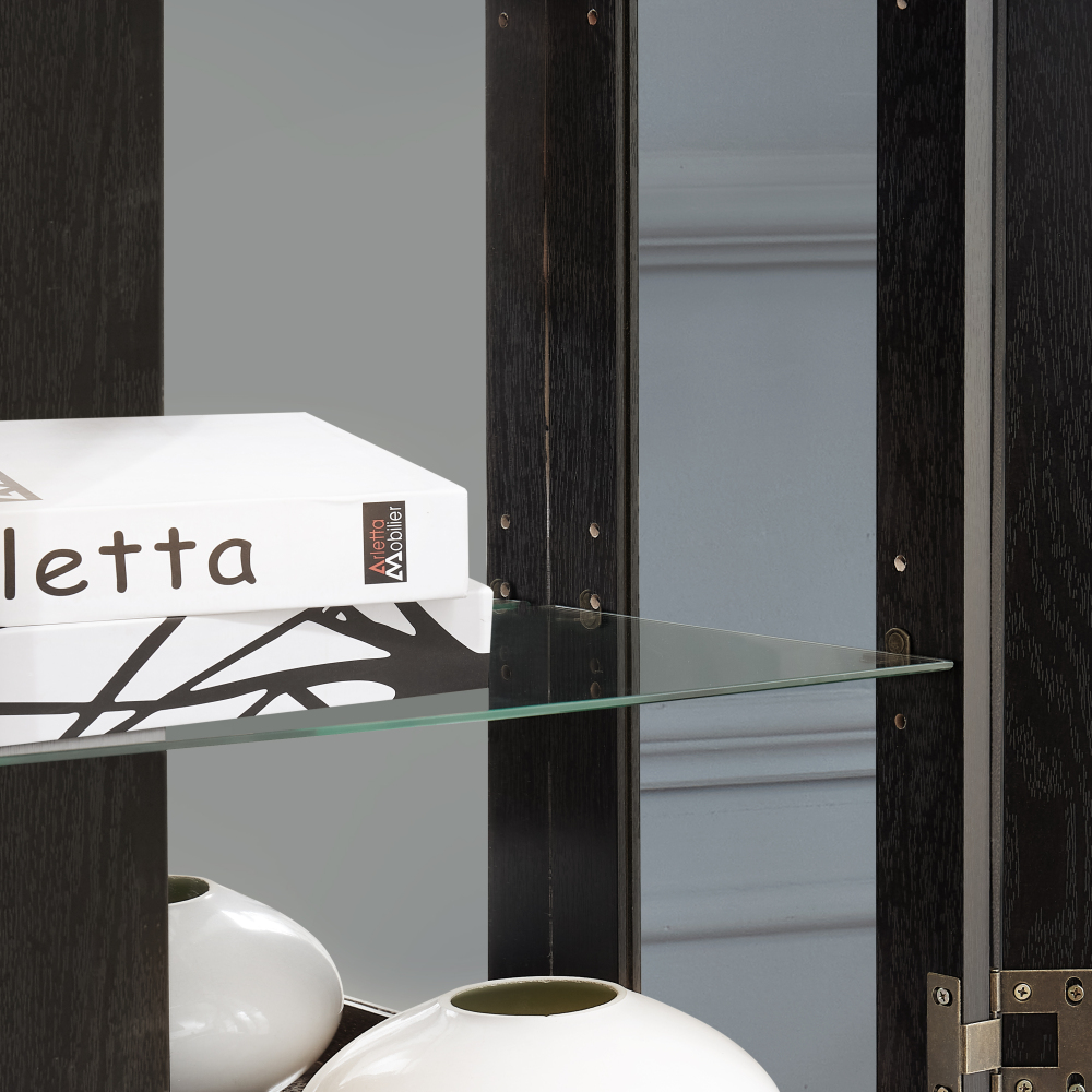 Lighted Glass Curio Display Cabinet,Display Cabinet,Glass Storage Cabinet Glass Wine cabinet Wood Frame Toy Display for Living Room, Kitchen, Pantry light bulb included Antique white