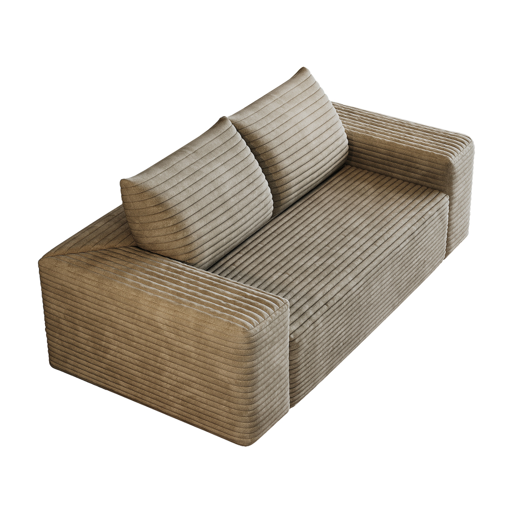63" 2Setaser Sofa,Corduroy Fabric,Deep Seat Couches,Comfy Loveseat Sofa,No Assembly,1pcs for Living room, Bedroom,Conference room ,Apartment,Camel