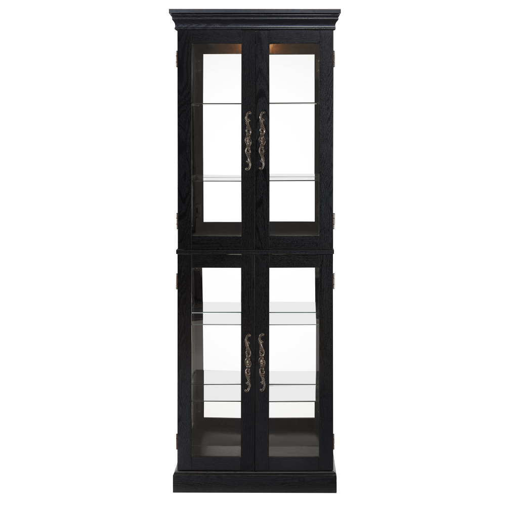 Lighted Glass Curio Display Cabinet,Display Cabinet,Glass Storage Cabinet Glass Wine cabinet Wood Frame Toy Display for Living Room, Kitchen, Pantry light bulb included Antique white