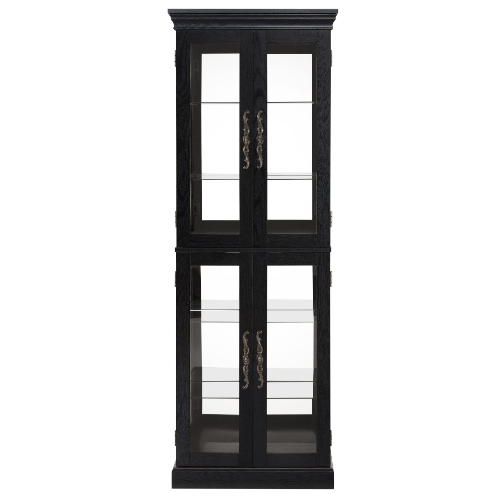 Lighted Glass Curio Display Cabinet,Display Cabinet,Glass Storage Cabinet Glass Wine cabinet Wood Frame Toy Display for Living Room, Kitchen, Pantry light bulb included Antique white