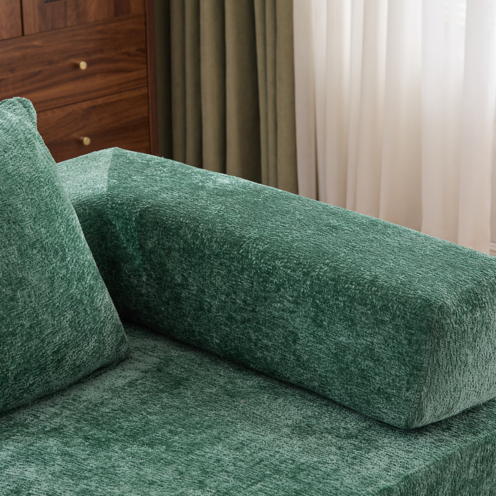 Floor Couch,Compression Sofa,Convertible Floor Sofa Bed-with Pillow Back Support Armrest,Comfy Futon Couch Lounge Sleeper Bed,Chenille fabric,for Living Room Bedroom (dark green)