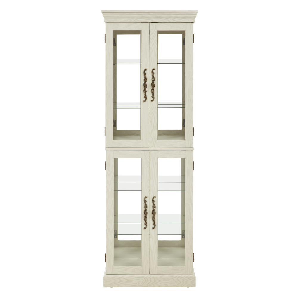 Lighted Glass Curio Display Cabinet,Display Cabinet,Glass Storage Cabinet Glass Wine cabinet Wood Frame Toy Display for Living Room, Kitchen, Pantry light bulb included Antique white