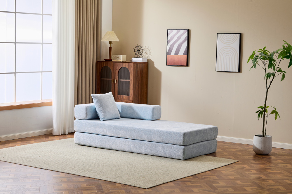 Floor Couch,Compression Sofa,Convertible Floor Sofa Bed-with Pillow Back Support Armrest,Comfy Futon Couch Lounge Sleeper Bed,Chenille fabric,for Living Room Bedroom (dark green)