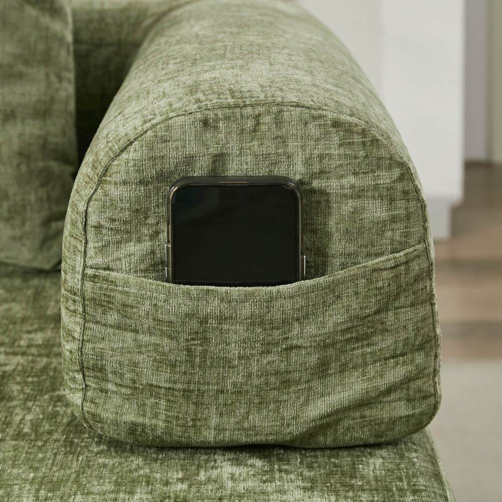 Comfy Convertible Folding Mattress Couch, Floor Sofa Bed, Chenille Floor Sofa with Armrest, Floor Sofa Lounge Couch for Living Room Bedroom Lounge Studio-Beige