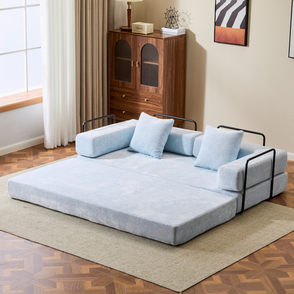 Floor Couch,Compression Sofa,Convertible Floor Sofa Bed-with Pillow Back Support Armrest,Comfy Futon Couch Lounge Sleeper Bed,Chenille fabric,for Living Room Bedroom (dark green)