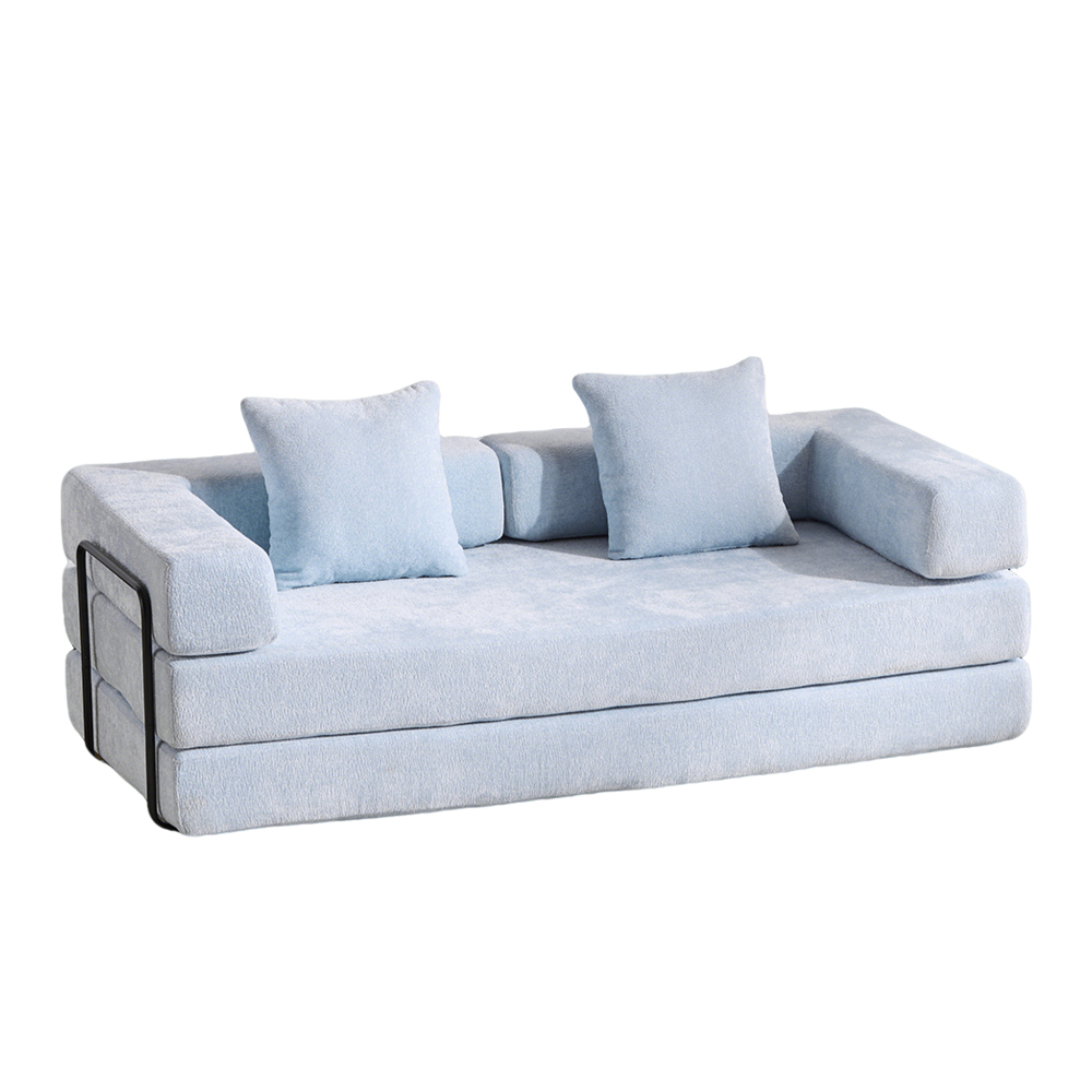 Floor Couch,Compression Sofa,Convertible Floor Sofa Bed-with Pillow Back Support Armrest,Comfy Futon Couch Lounge Sleeper Bed,Chenille fabric,for Living Room Bedroom (dark green)