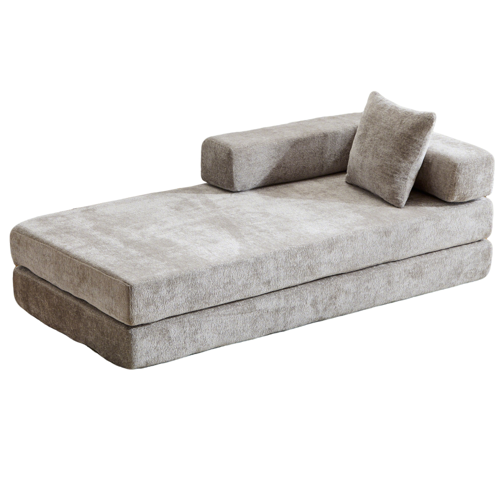 Floor Couch,Compression Sofa,Convertible Floor Sofa Bed-with Pillow Back Support Armrest,Comfy Futon Couch Lounge Sleeper Bed,Chenille fabric,for Living Room Bedroom (dark green)