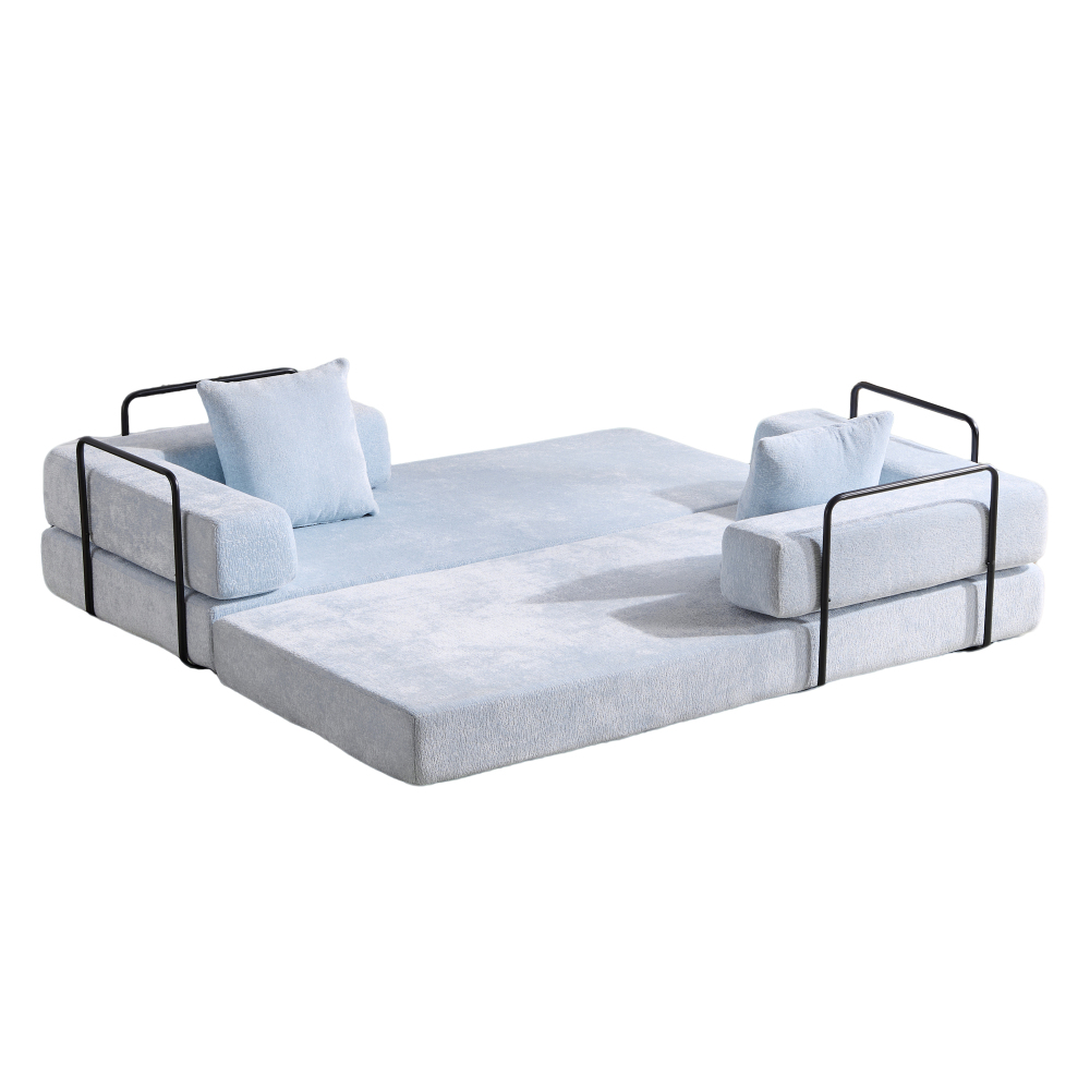 Floor Couch,Compression Sofa,Convertible Floor Sofa Bed-with Pillow Back Support Armrest,Comfy Futon Couch Lounge Sleeper Bed,Chenille fabric,for Living Room Bedroom (dark green)