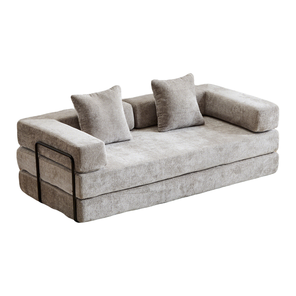 Floor Couch,Compression Sofa,Convertible Floor Sofa Bed-with Pillow Back Support Armrest,Comfy Futon Couch Lounge Sleeper Bed,Chenille fabric,for Living Room Bedroom (dark green)
