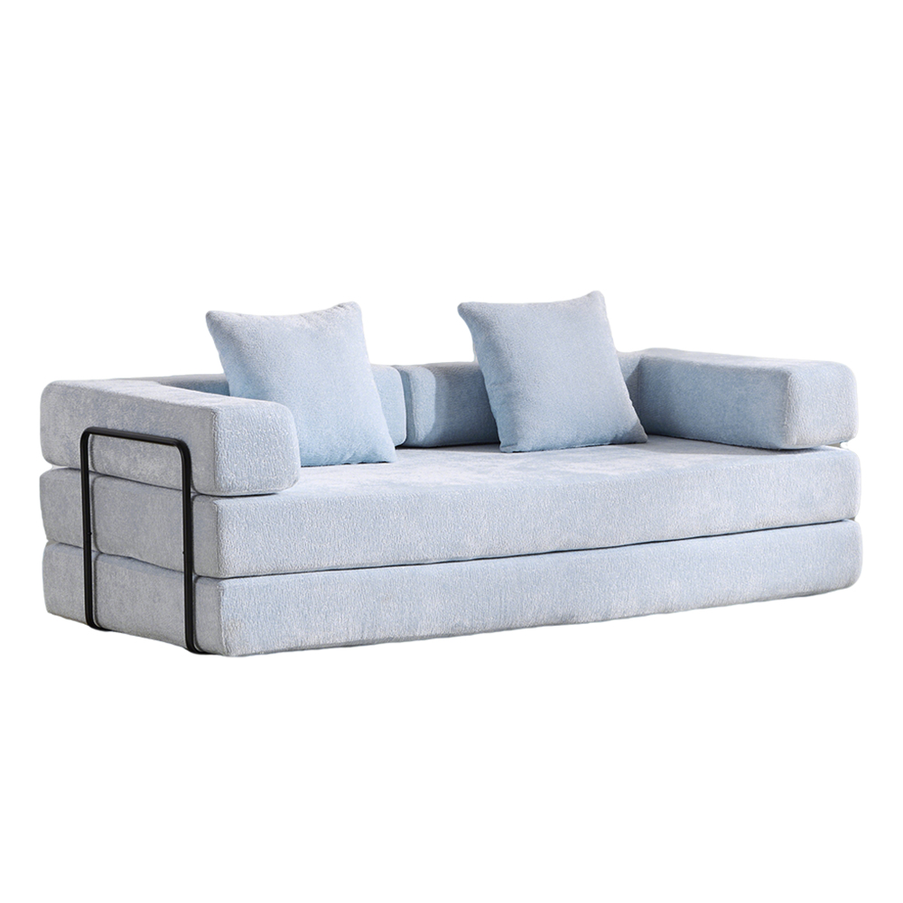 Floor Couch,Compression Sofa,Convertible Floor Sofa Bed-with Pillow Back Support Armrest,Comfy Futon Couch Lounge Sleeper Bed,Chenille fabric,for Living Room Bedroom (dark green)