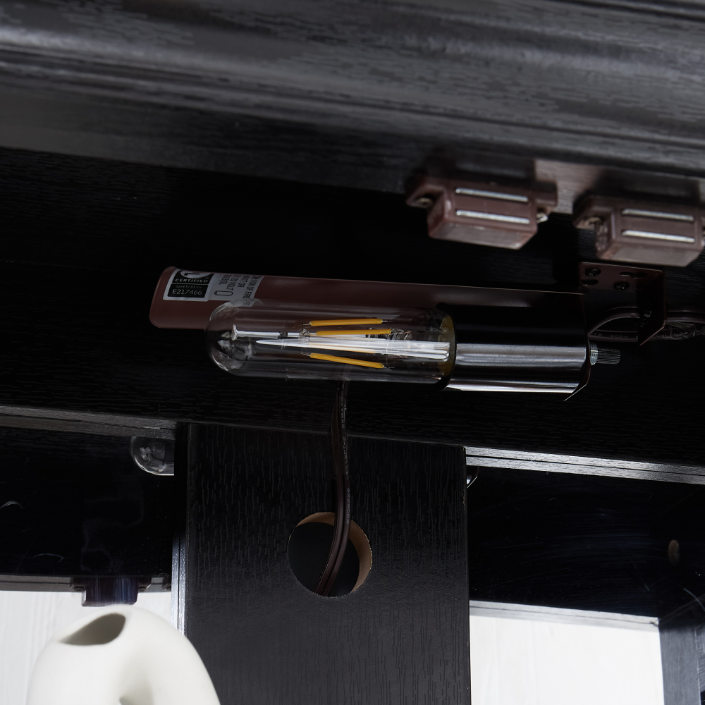 Lighted Glass Curio Display Cabinet,Display Cabinet,Glass Storage Cabinet Glass Wine cabinet Wood Frame Toy Display for Living Room, Kitchen, Pantry light bulb included Antique white