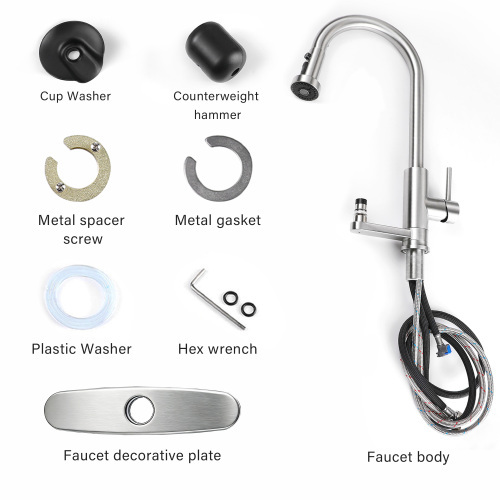 3-in-1 Kitchen Faucet with Press-Type Glass Rinser, High-Arc Pull-Down Sprayer Faucet, 3 Function Spray Mode, Matte Black Finish, for Modern Kitchen Sink